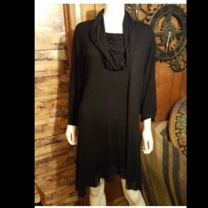 CUPIO WOMENS COWL NECK BLACK TUNIC TOP DRESS 3X